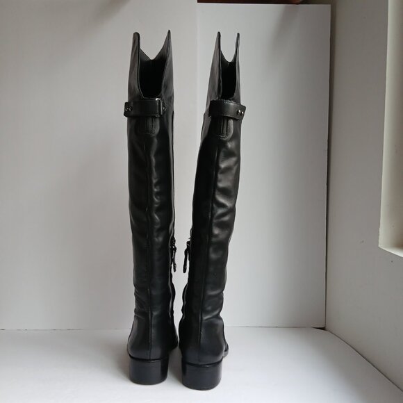 BCBG Max Azaria Black Leather Over The Knee Equestrian Style Riding Boots Size 8 - Picture 4 of 11